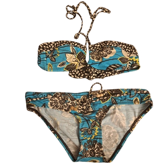 Bikini Rampage Imprimé Floral Bleu Jaune Vert - Taille M - Neuf Avec étiquette